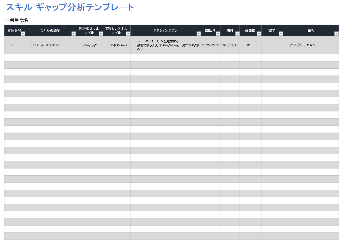  スキルギャップ分析テンプレート