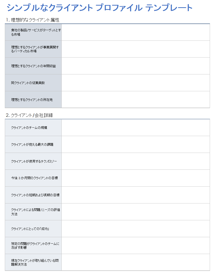 シンプルなクライアントプロファイル