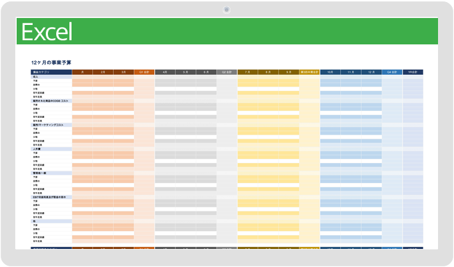 12か月のビジネス予算テンプレート